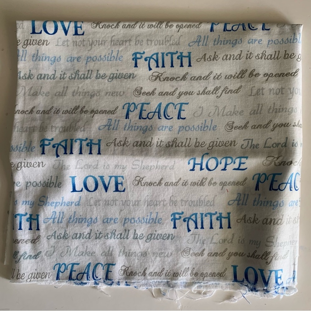 Fabric Remnant Sewing Quilting Faith Scripture 18” X 40”